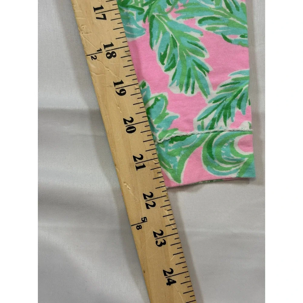 Lilly Pulitzer Girls Pink Green Tropical Palm Pajama Set Size 10 Long Sleeve PJs